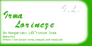 irma lorincze business card